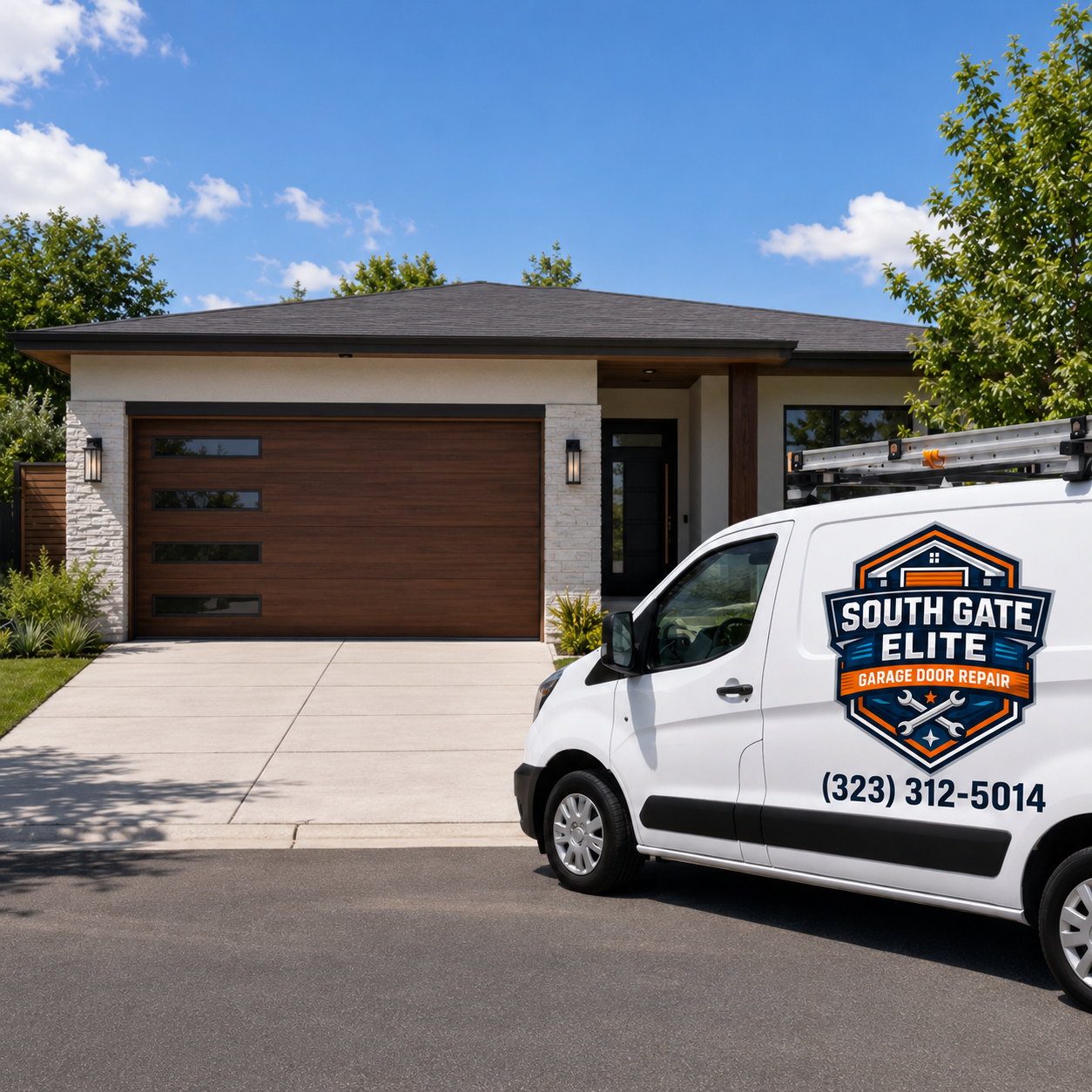 Garage door installation service vehicle in South Gate CA