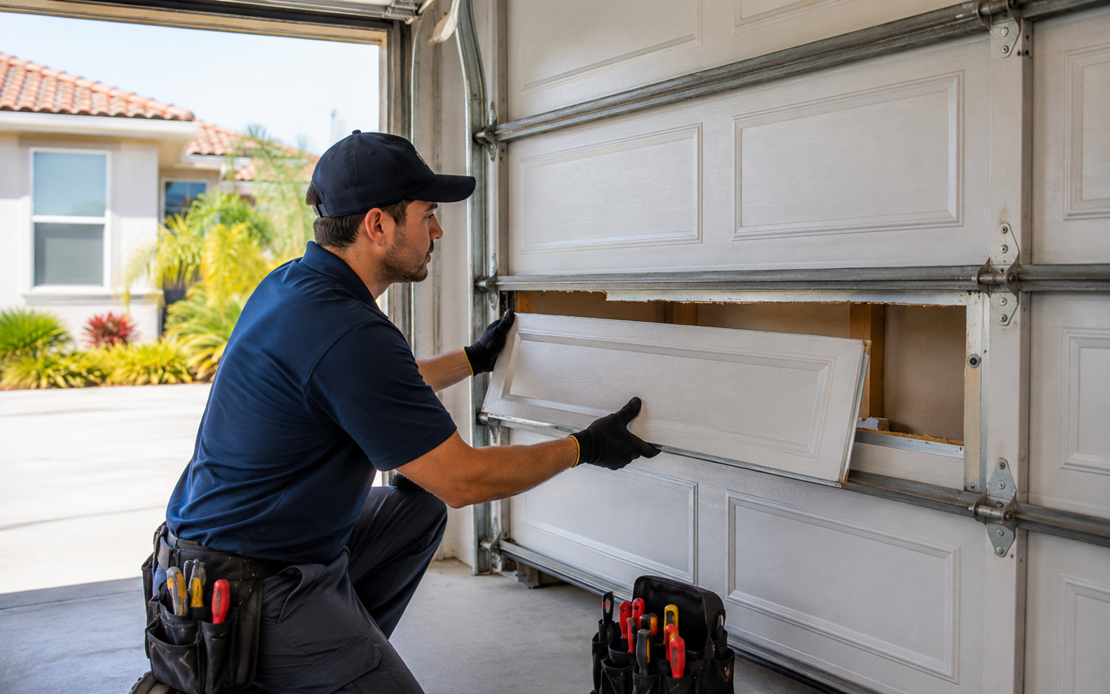 Garage door panel repair and replacement in South Gate CA